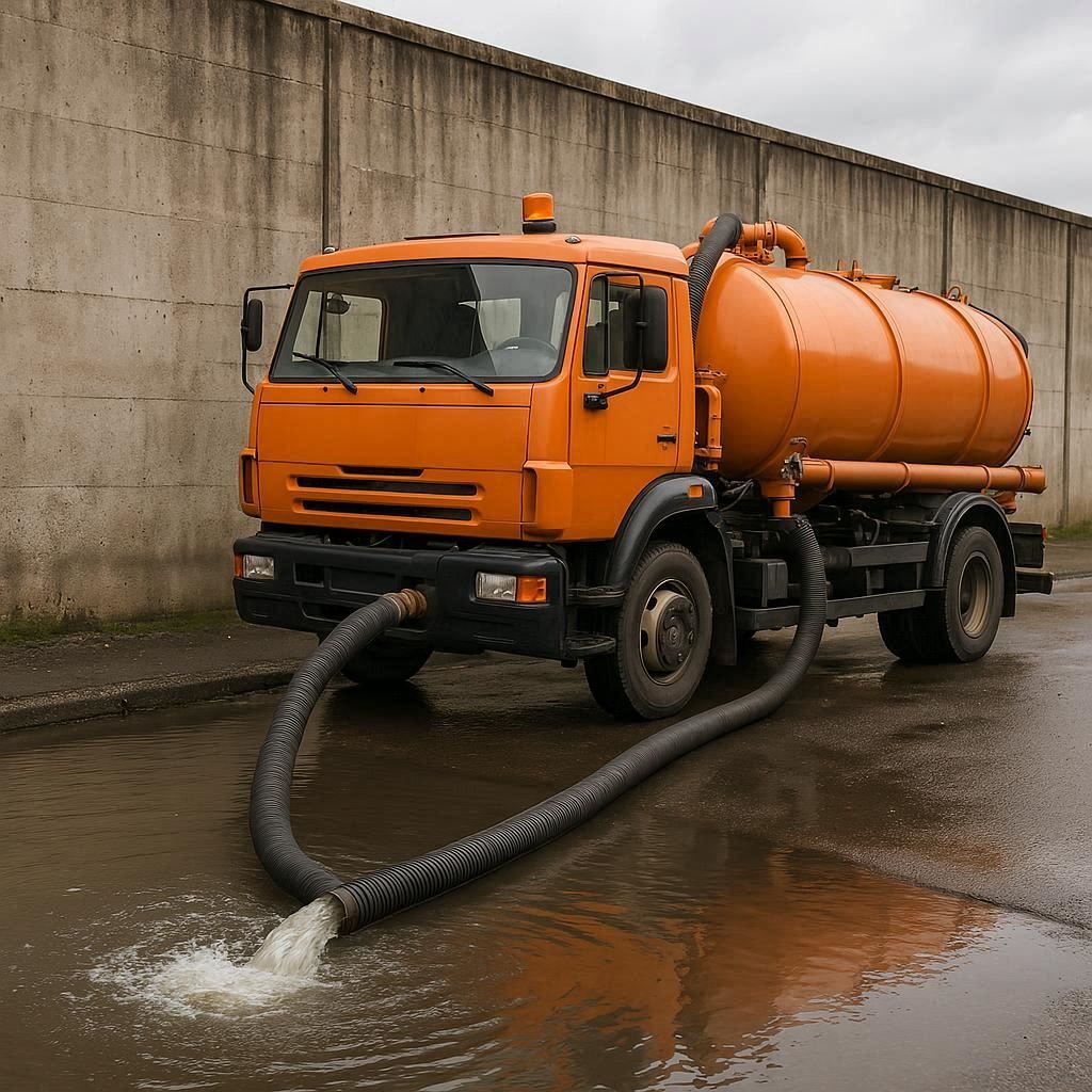 Откачка воды в Дубне