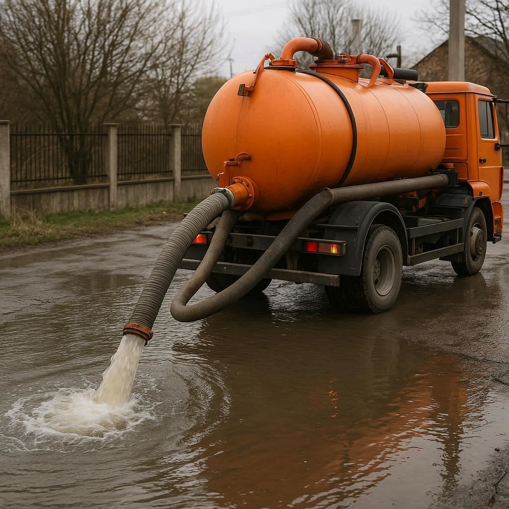 Откачка воды в Дубне